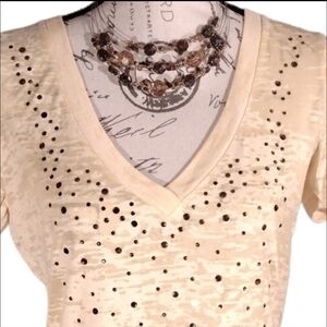 NEXT Level V-Neck Rhinestone Top NWOT